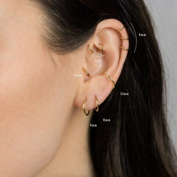 Pair of G23 Titanium Gold Hoop Earrings – 18G / 8mm - Picture 1 of 3